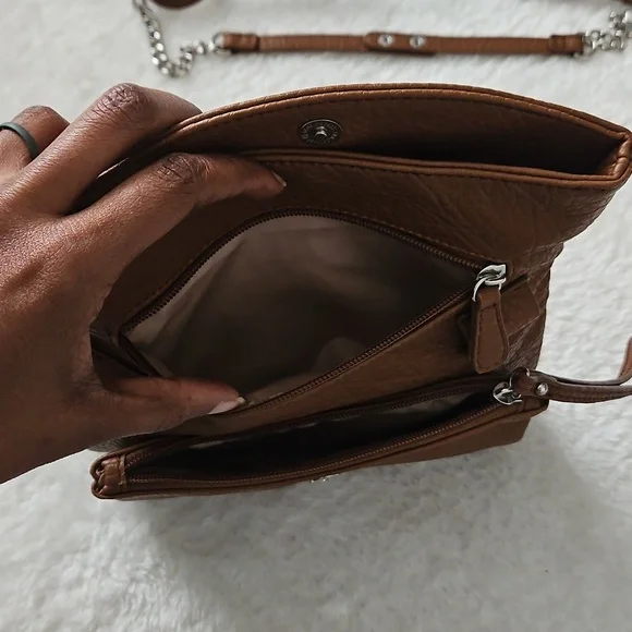 Nine West Crossbody Purse Convertible Wristlet Bag Brown Detachable Strap - Picture 7 of 12